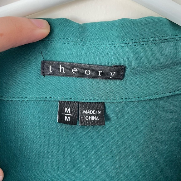 Theory green silk sleeveless blouse: size M - Picture 6 of 7